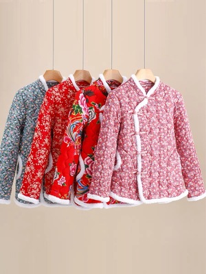 东北复古大花棉袄女装网红冬季新款加厚保暖民族风盘扣夹棉小棉衣