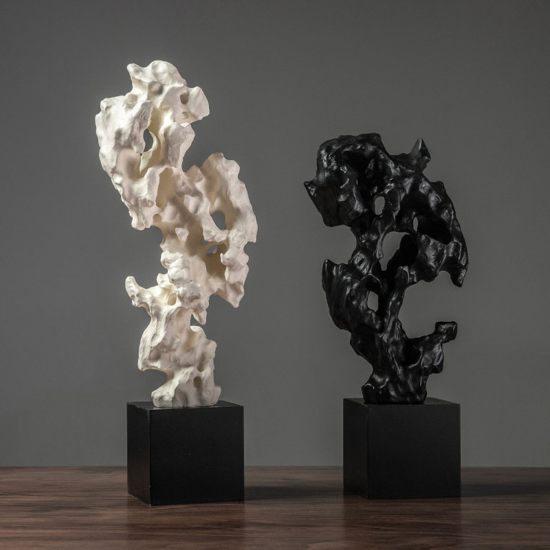 珊瑚石摆件新中式仿真现代简约酒店房间玄关家居客厅电视柜装饰品