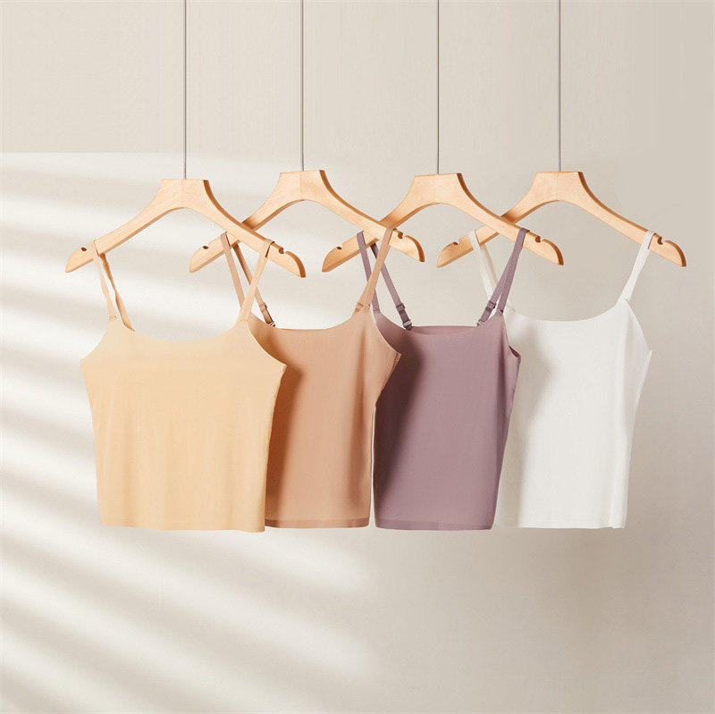 冰丝吊带背心女防透内搭无胸垫遮肚子夏薄款肤色无痕隐形打底美背