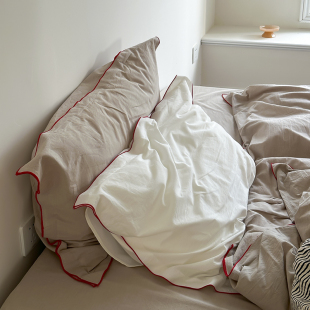 高品质32s天然纹理好睡长绒水洗棉纯全棉四件套床单被套床笠床品