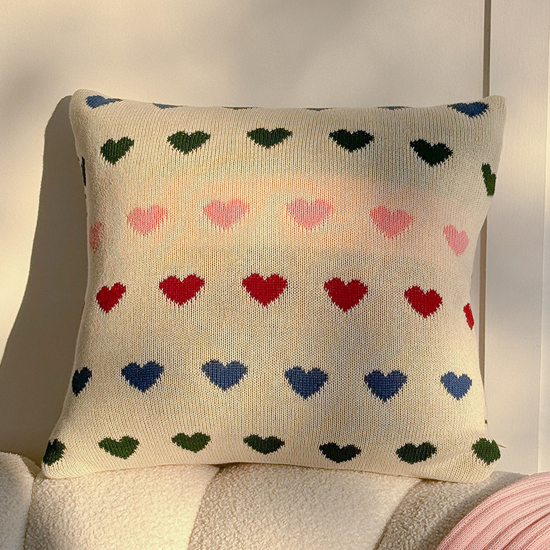 可拆机洗可爱少女心全棉爱心彩色线条沙发床靠枕抱枕套含芯不含芯,居家布艺,靠垫/抱枕,淘宝优惠券,粉丝福利购,淘宝优惠卷