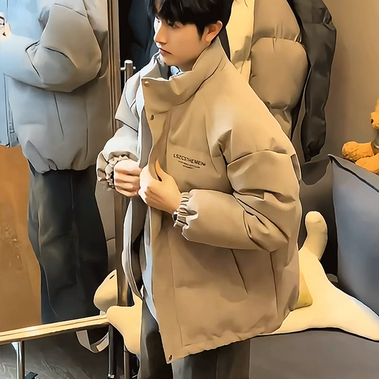 PU皮雾面加厚立领羽绒服棉服