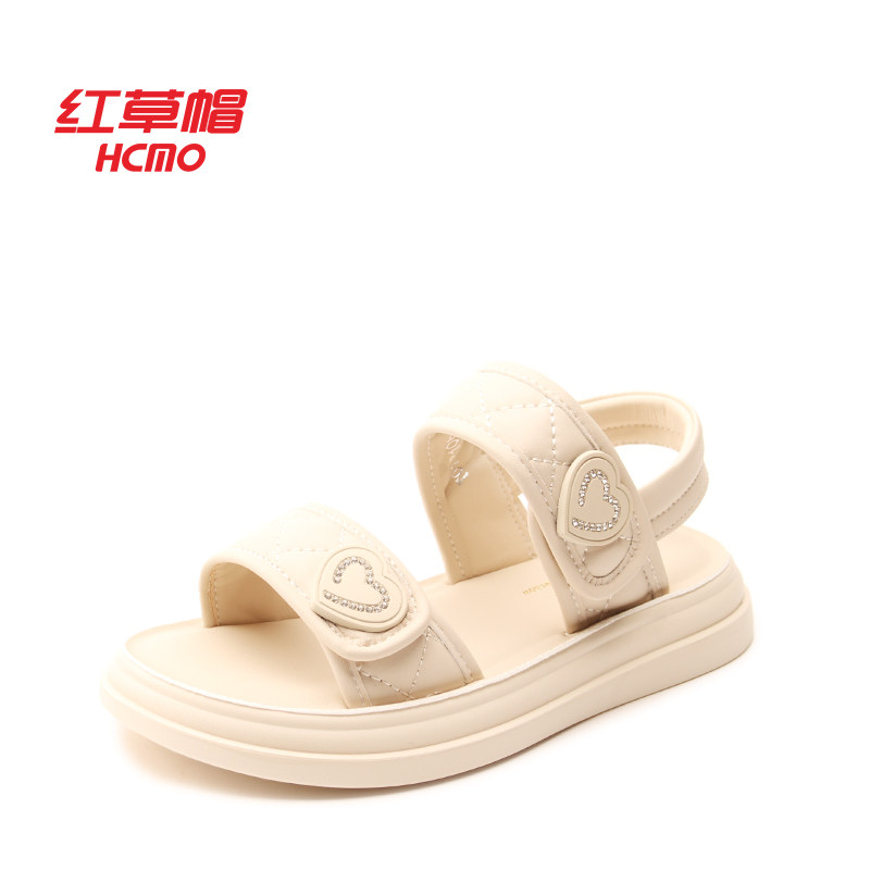 HCMO红草帽凉鞋女夏季厚底魔术贴学生沙滩鞋踩屎感百搭T0142108