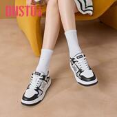 24春季 新款 简约拼接熊猫鞋 大东小白鞋 系带圆头厚底板鞋 24C1371