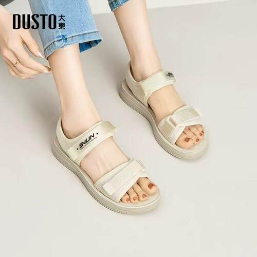 大东运动凉鞋24夏季新款时尚平底低跟圆头魔术贴休闲24X1457