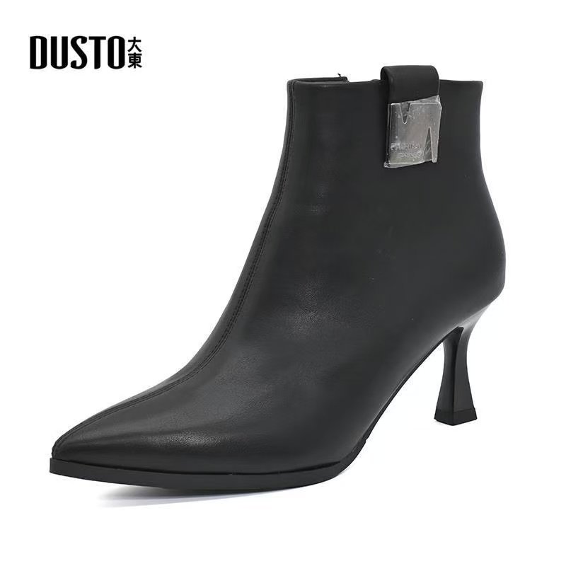 大东时装靴女2024冬季新款时尚气质高跟尖头细跟短靴加绒女鞋,女鞋,时装靴,淘宝优惠券,粉丝福利购,淘宝优惠卷