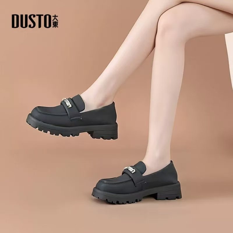 大东厚底乐24秋季新款时尚休闲粗跟中跟套脚圆头小皮鞋24Q1272,女鞋,乐福鞋（豆豆鞋）,淘宝优惠券,粉丝福利购,淘宝优惠卷