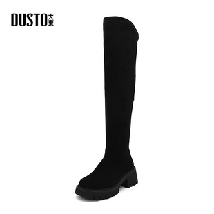 休闲高跟粗跟圆头舒适过膝靴骑士靴 时尚 大东长筒靴女2024冬季 新款