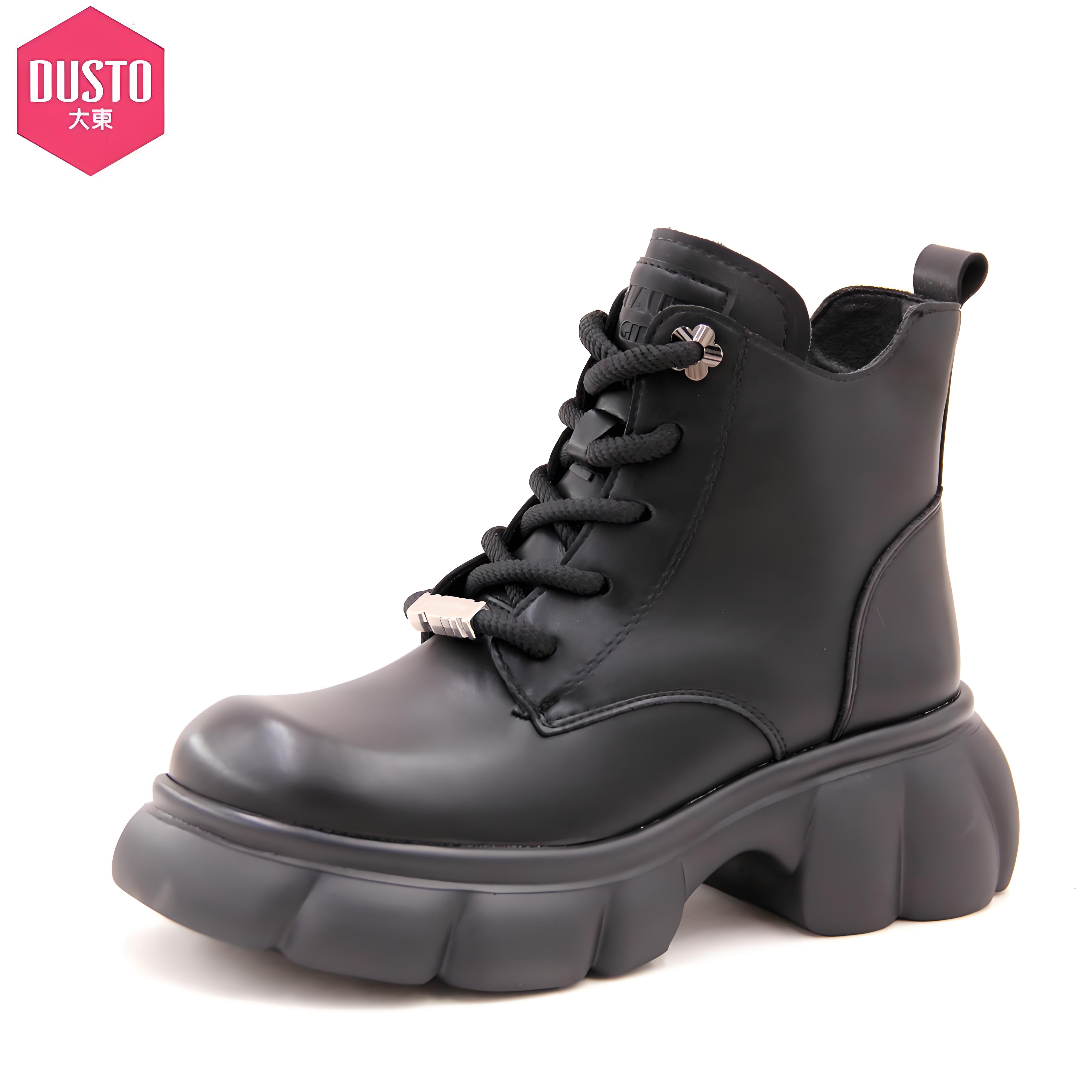 大东厚底马丁靴女2024秋冬新款英伦风系带单靴松糕底圆头百搭短靴