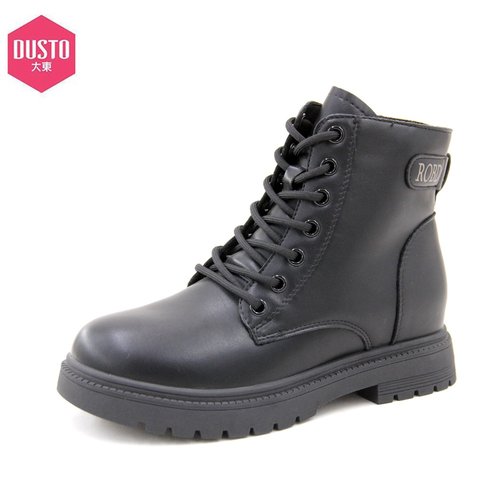 大东马丁靴女鞋2024冬季新款休闲中跟粗跟圆头百搭舒适短靴