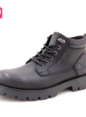 大东马丁靴男鞋24冬季韩版圆头系带户外靴中跟短靴男鞋24D6127