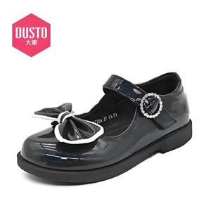 大东女童24年春季新款时尚甜美蝴蝶结公主圆头魔术贴童鞋24C1225