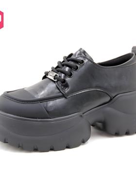 大东厚底小皮鞋女鞋2025春季新款黑色通勤小个子增高深口乐福单鞋