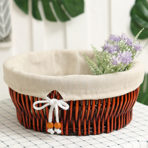 桌面零食篮储物布艺藤编收纳筐