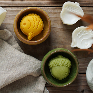 AMAGOUR 锦鲤小鱼橡树果子绿豆糕迷你月饼模具 20克30克50克日式