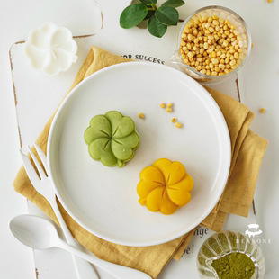 50g四叶草贝壳月饼模绿豆糕桃山皮广式 酥饼手压糕点模