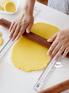 AMAGOUR 亚克力饼干厚度平衡尺曲奇翻糖厚度尺 实木乌檀木擀面杖