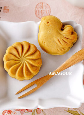 AMAGOUR 50克春日花花小鸟雏菊绿豆糕手压式月饼模具绿豆糕模