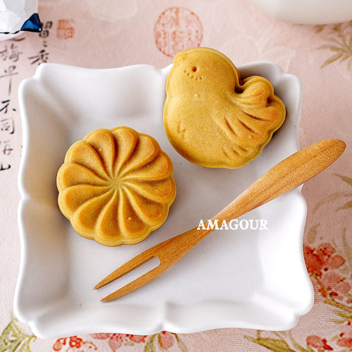 AMAGOUR 50克春日花花小鸟雏菊绿豆糕手压式月饼模具绿豆糕模