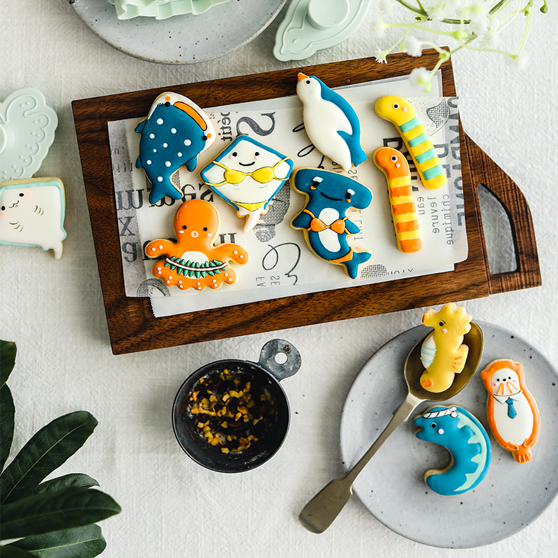 日本Cotta原装正品 卡通海洋生物饼干模具企鹅章鱼海獭鲨鱼花园鳗