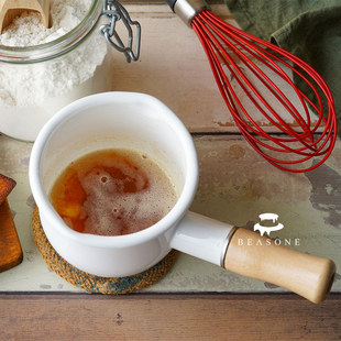 日式搪瓷奶锅10CM迷你黄油锅宝宝辅食锅可油炸可煮食熬果酱