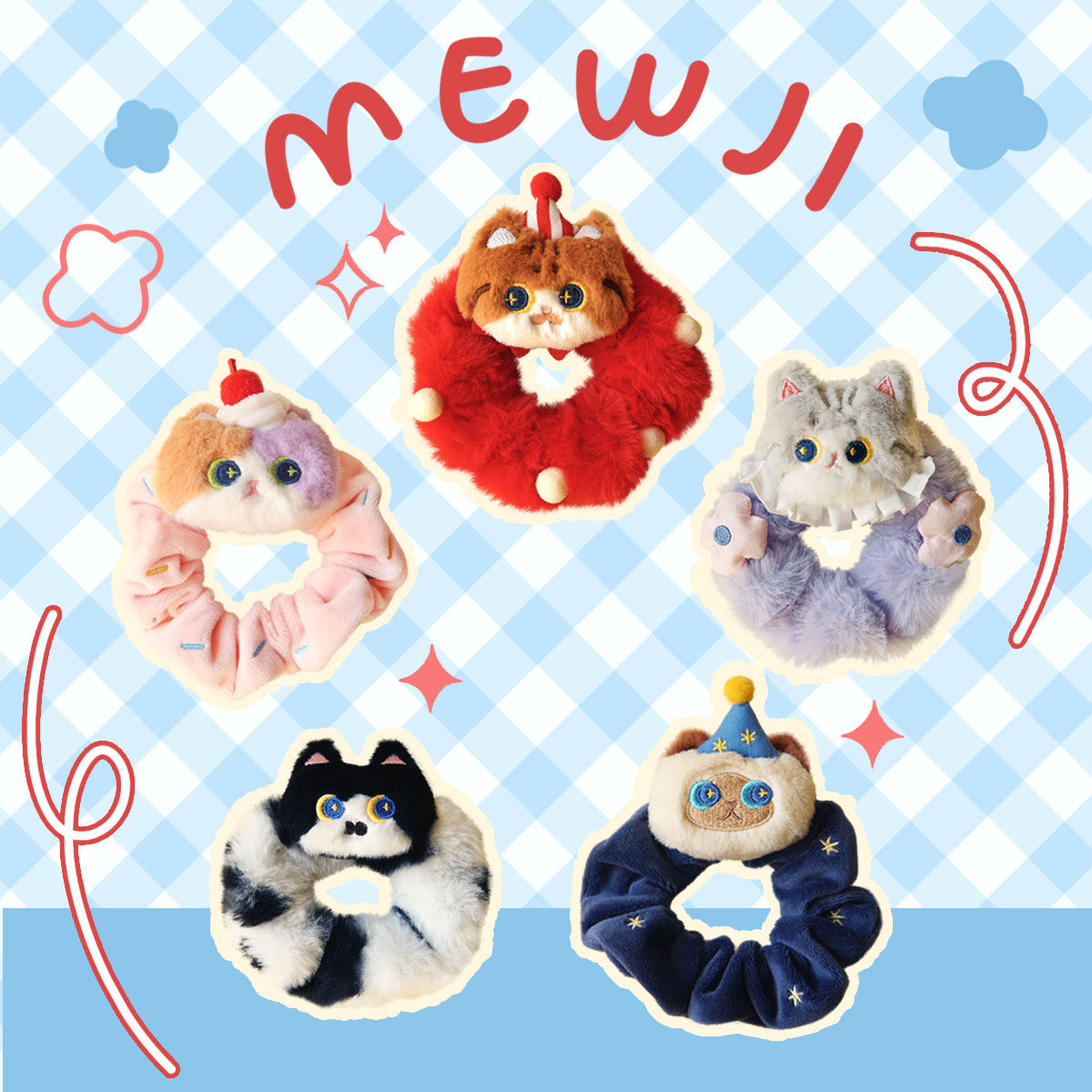 MEWJI礼物发饰毛绒发圈可爱猫咪图片