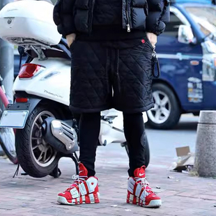 男短裤 休闲五分裤 秋冬系带夹棉加厚保暖时尚 韩国潮牌黑色方形棉裤