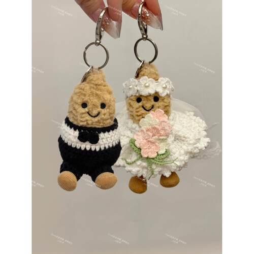 jellycat娃衣装饰趣味花生企鹅挂件礼服婚纱情侣套装手工钩织定制