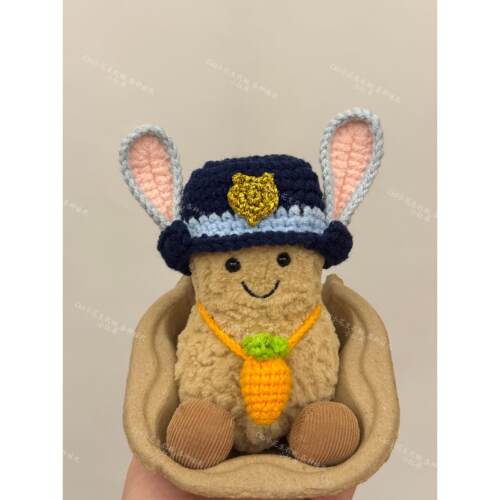 jellycat娃衣趣味花生企鹅兔子警官帽子手工钩织毛线定制朱迪尼克