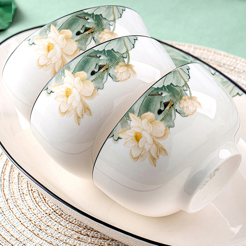 高脚面碗陶瓷碗家用厚小清新加厚