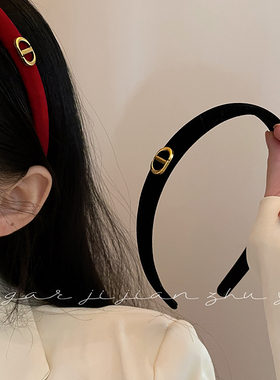 SUGAR 高级感秋冬丝绒发卡发箍高颅顶复古网红百搭小香风发饰女