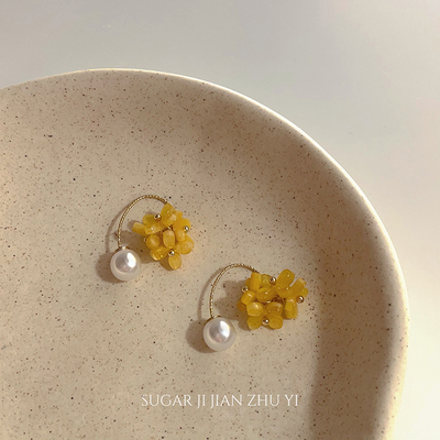 SUGAR 超仙桂花流苏珍珠耳环女2025新款小众设计感甜美温柔耳饰