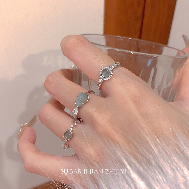 SUGAR 新中式冰透葫芦戒指女小众独特设计感食指戒子轻奢精致指环