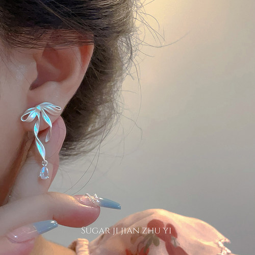 SUGAR 芭蕾风蝴蝶结耳钉新款2025爆款时尚耳饰个性甜酷气质耳环女