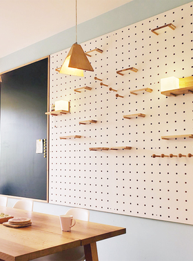 纯实木洞洞板定制墙面木质挂衣架入户门口遮挡玄关橡胶木置物架