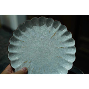 东方古美术茶道器 晚清海外回流 手工老紫泥清代回纹菊瓣茶盘壶承