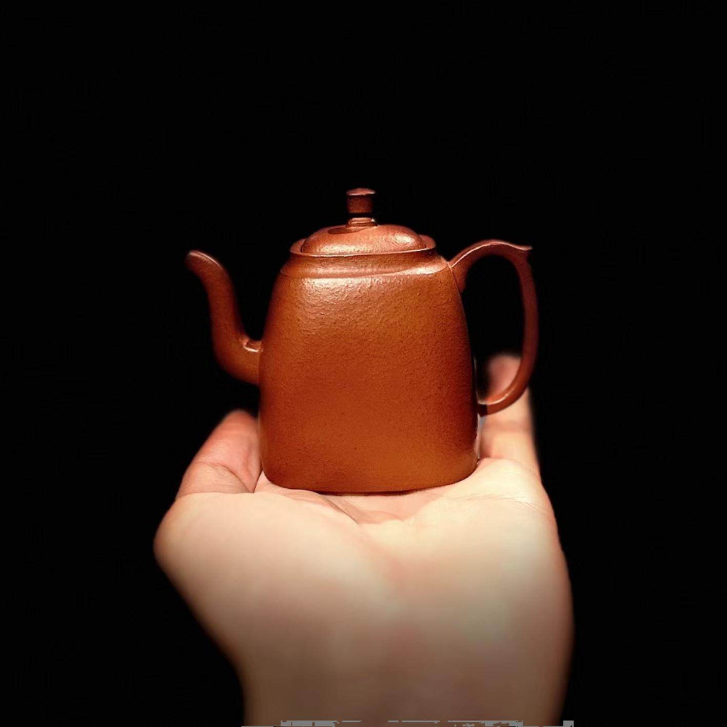 90年台湾定制精品紫砂一善藏老茶壶原矿大红袍泥料四方秦权壶110c