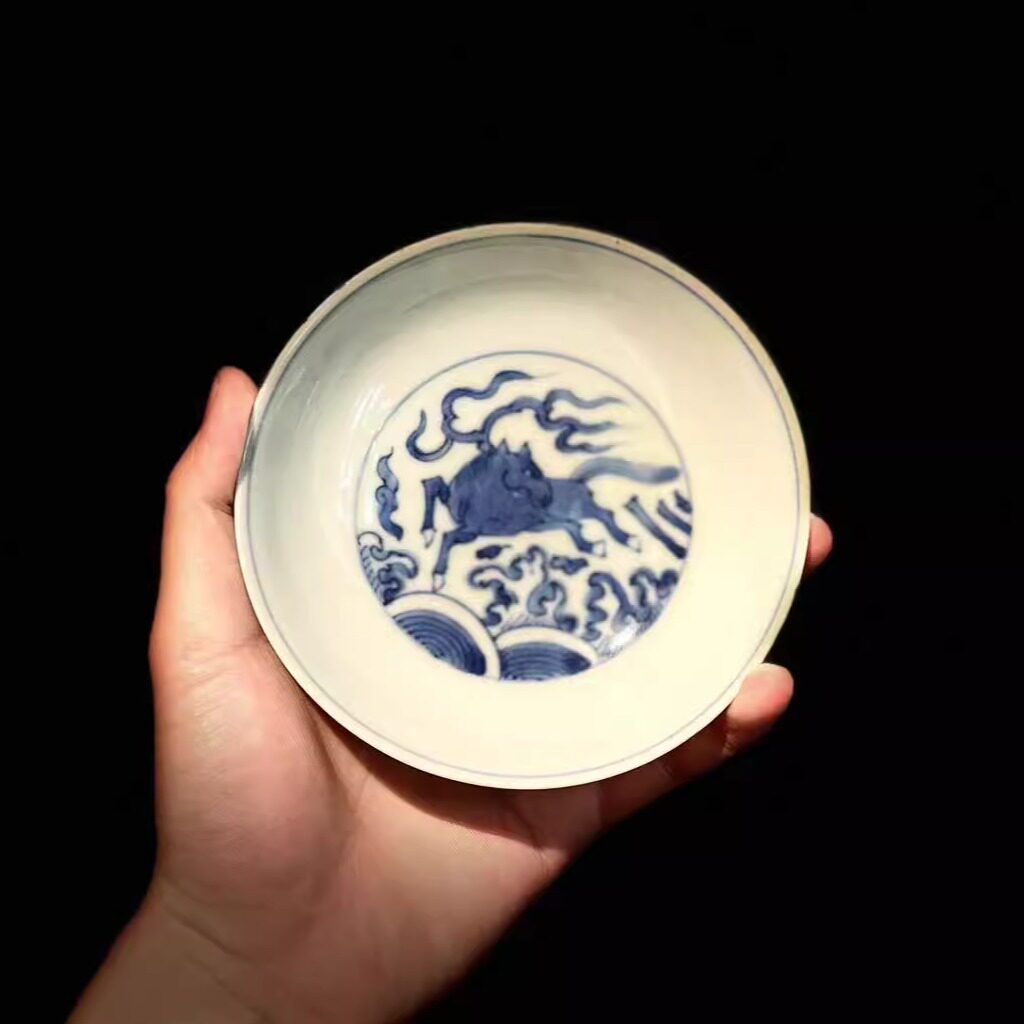 清代青花瓷盘工夫茶壶承天马行空