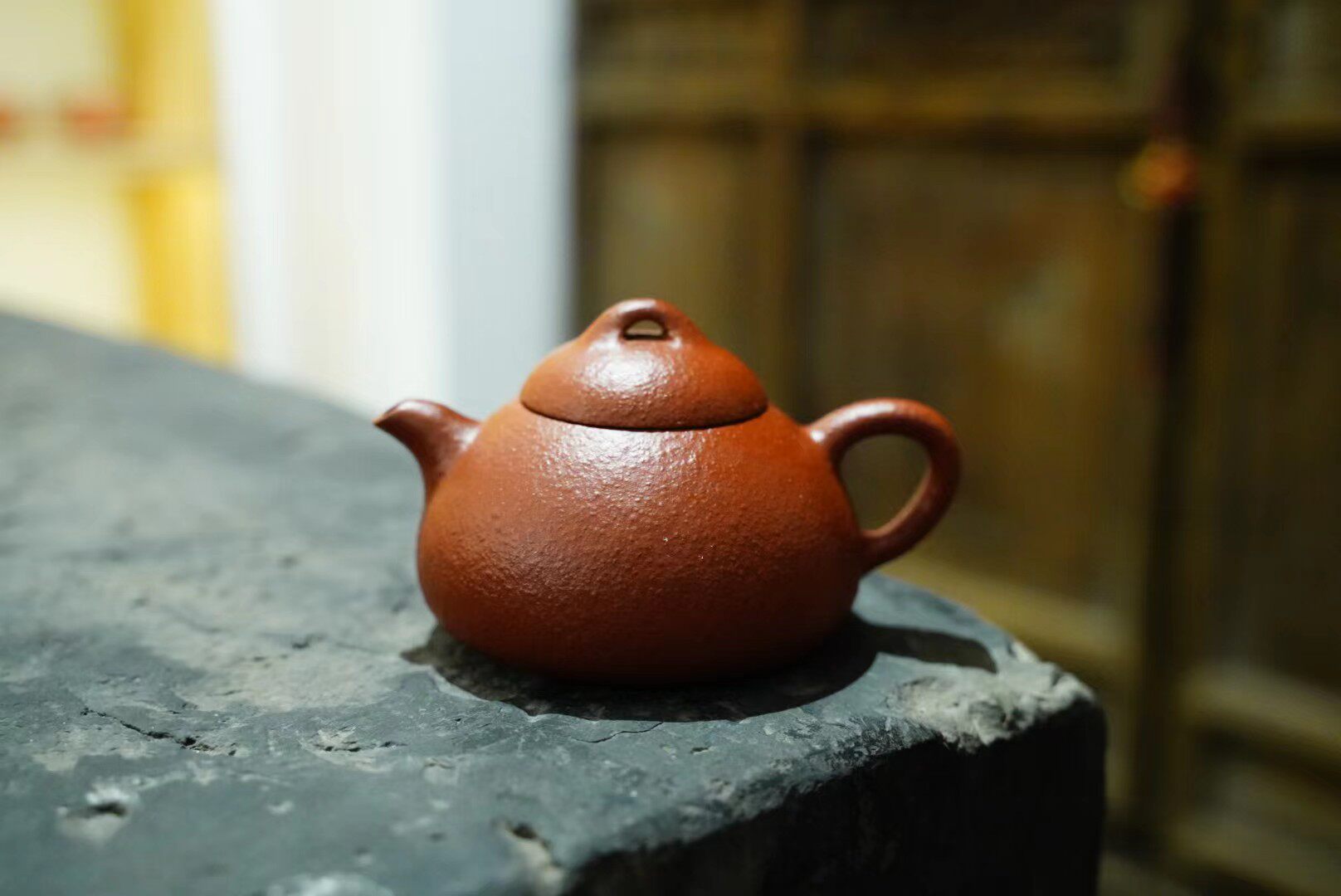 90年早期台湾回流壶粗砂大红袍泥料少见乳瓢壶工夫茶道吉壶款165c