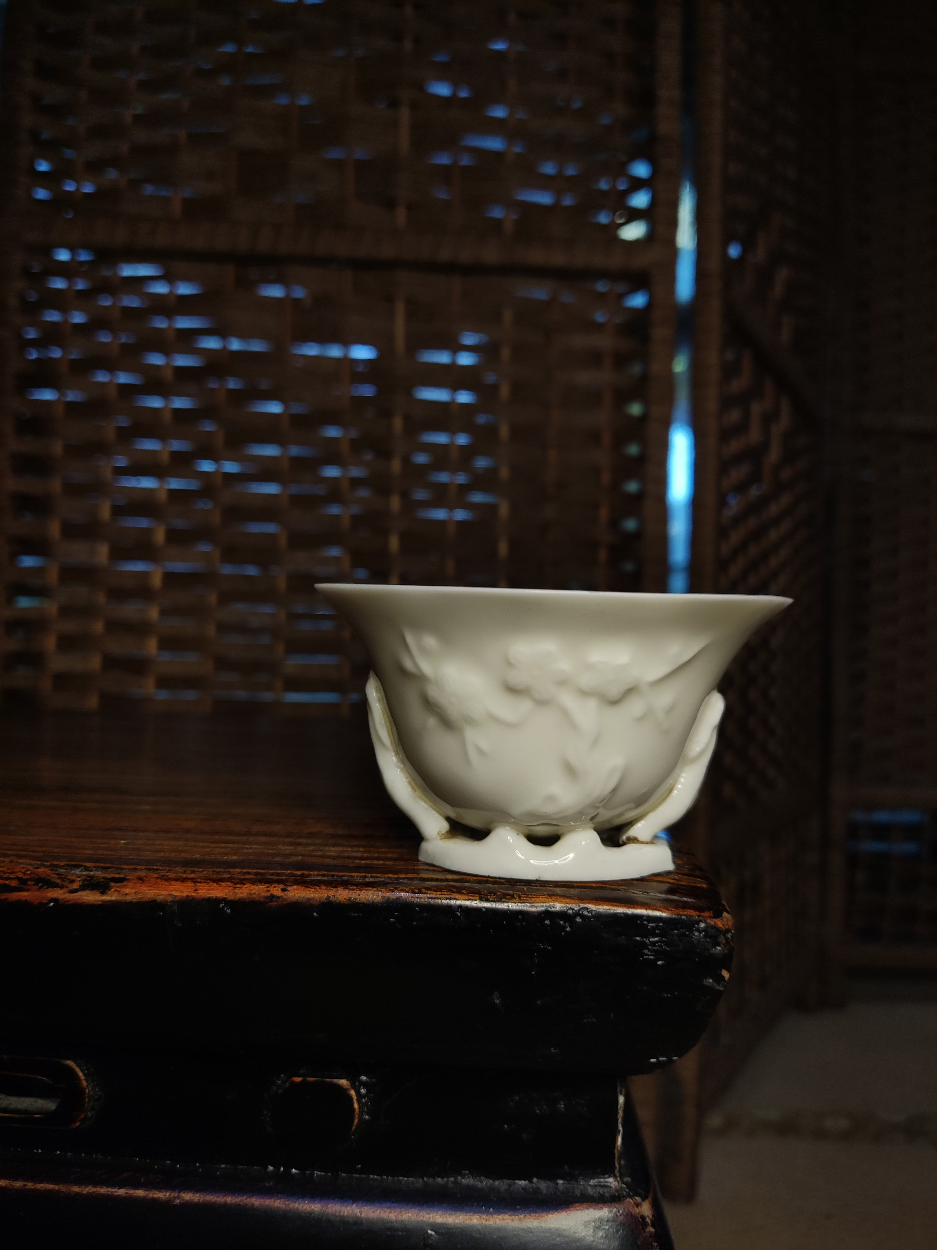 80年明代老模具复出 手工德化窑白瓷梅花杯 牙白色茶杯品茗杯酒杯