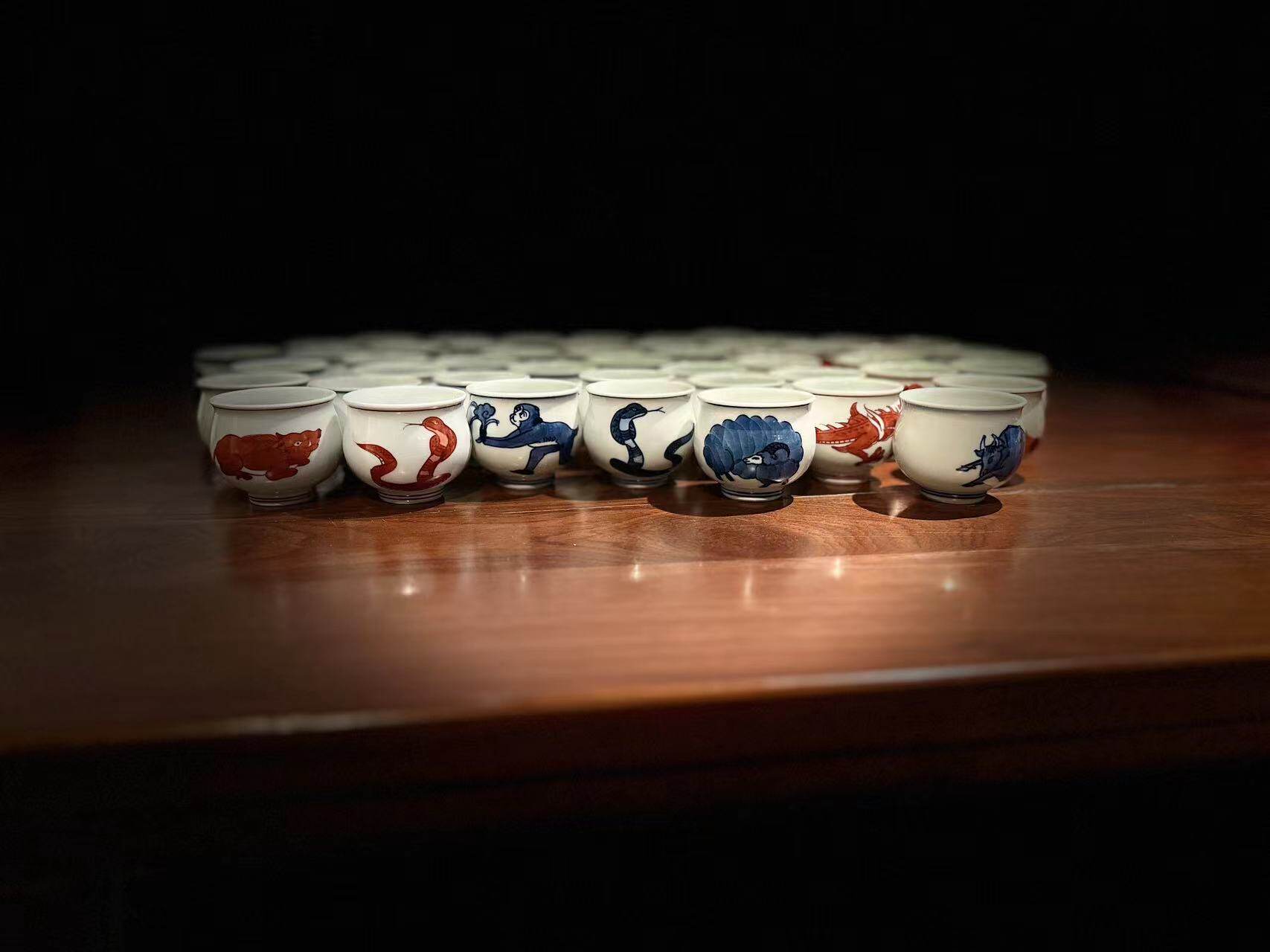 日本回流茶杯白瓷酒盅 大师手工制作茶具 源右卫门窑十二生肖茗杯