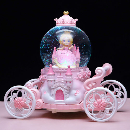 圣诞飘雪小女孩发光旋转水晶球八音盒女生音乐盒公主儿童生日礼物