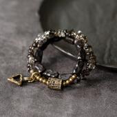 原创手工黑檀木质小众设计手串女 个性 复古茶水晶百搭手链男配饰