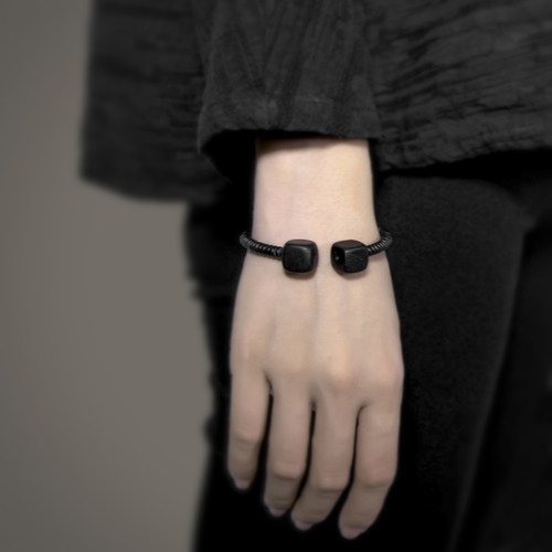 非鱼之家黑檀木手镯女情侣款原创