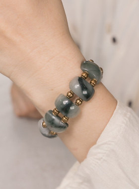 原创设计天山翠手链双圈百搭手串
