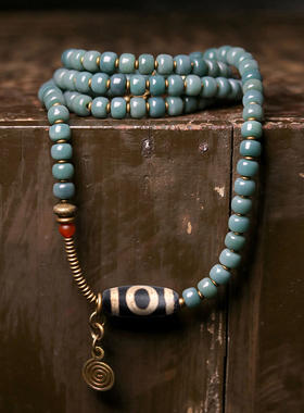 非鱼之家复古菩提根天珠项链女个性文艺民族风百搭珠子长款毛衣链