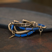 百搭手链男 个性 原创小众设计磨砂方条青金石手串女 复古潮流手饰