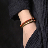 非鱼之家红碧石珠子多层手串情侣原创复古民族风手链女文艺男饰品