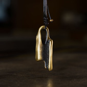 曲尾花原创设计个性 铜饰吊坠男 复古手工拉丝做旧项链配饰女挂饰