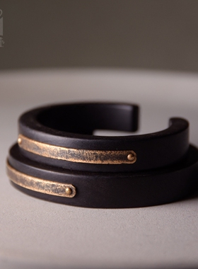 非鱼之家原创设计手工饰品 个性黑檀木手镯女 复古国风潮搭手环男